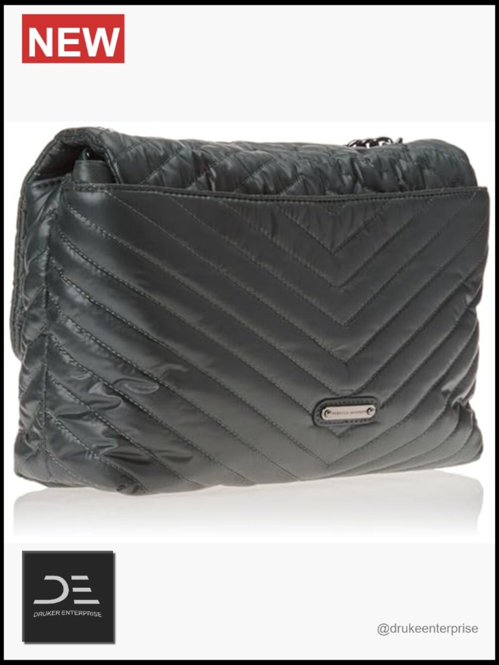 Quilted Hobo Shoulder Bag with Magnetic Closure - Picture 3 of 6